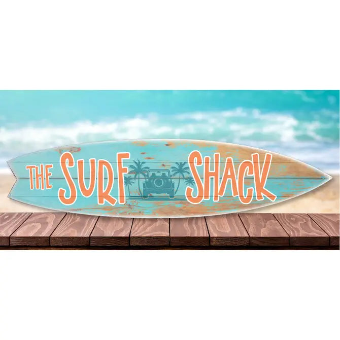 SURF BOARD WALL ACCENT SURF SHACK TEAL HORIZONTAL