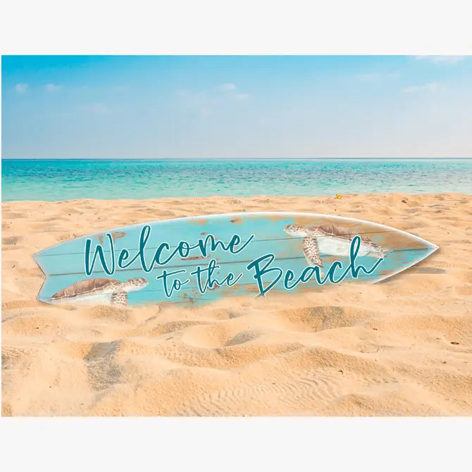 SURF BOARD WALL ACCENT WELCOME BEACH WITH SEA TURTLES