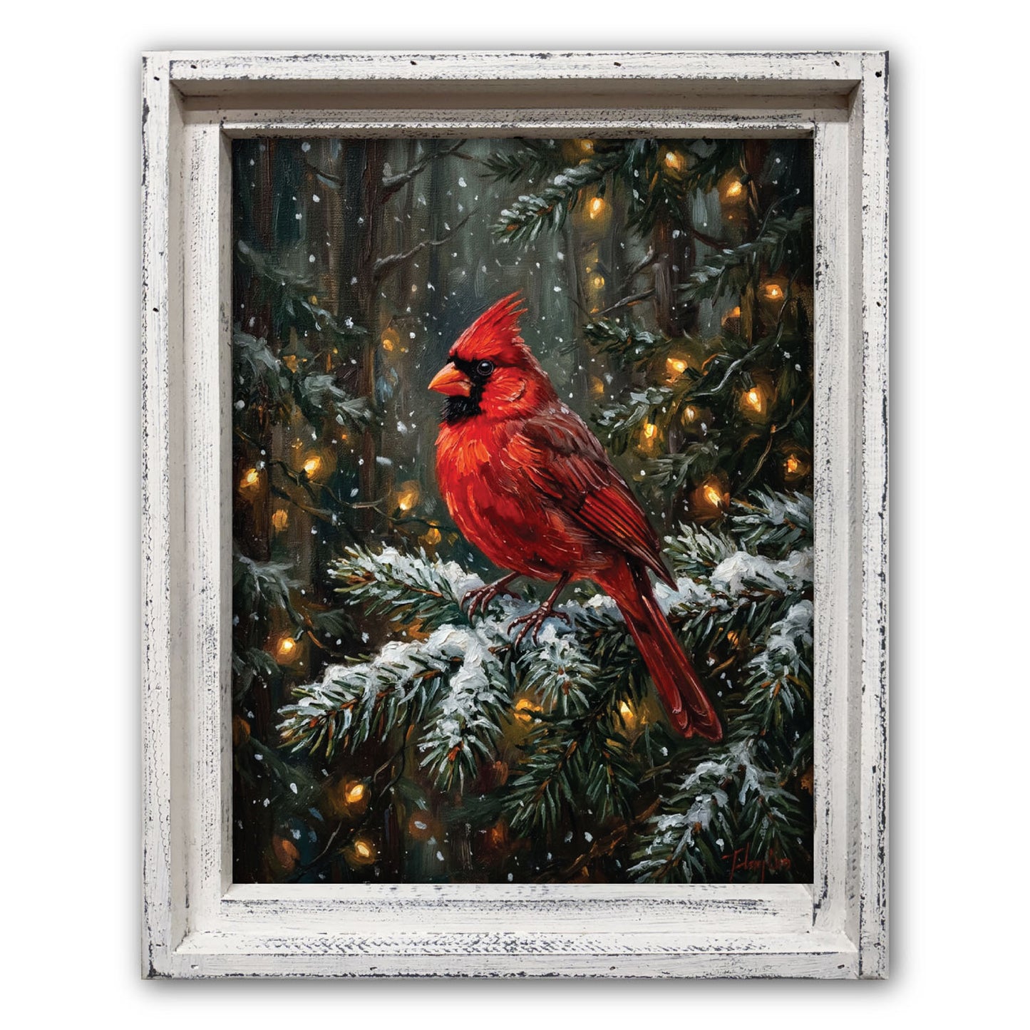Winter Cardinal Glow Framed Canvas