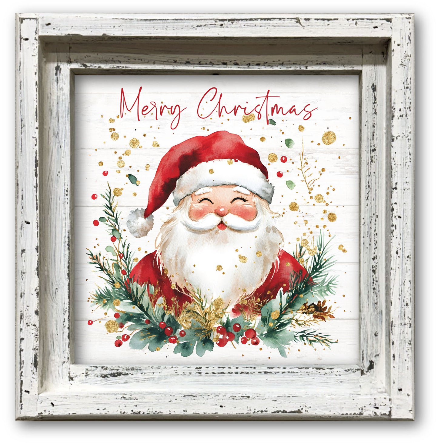 Merry Christmas Santa Framed Canvas
