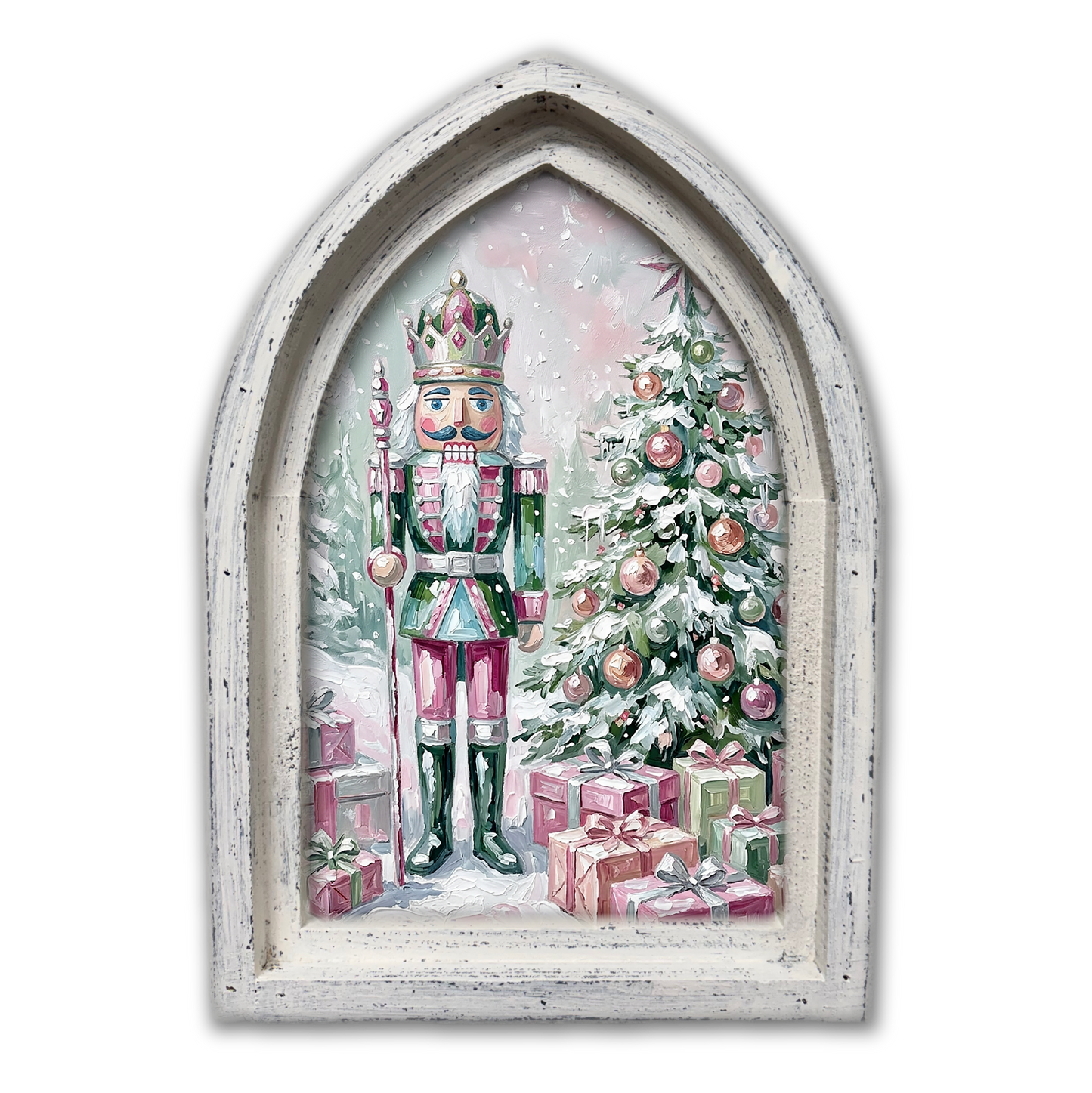 Artistic Nutcracker Christmas Pink and Mint Framed Canvas