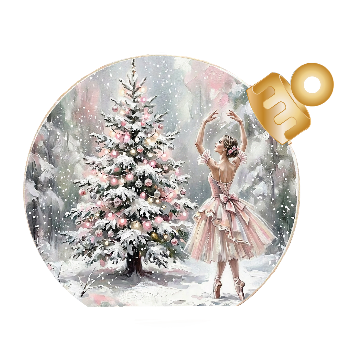 Pink Christmas Ballerina Wood Table Top Sitter