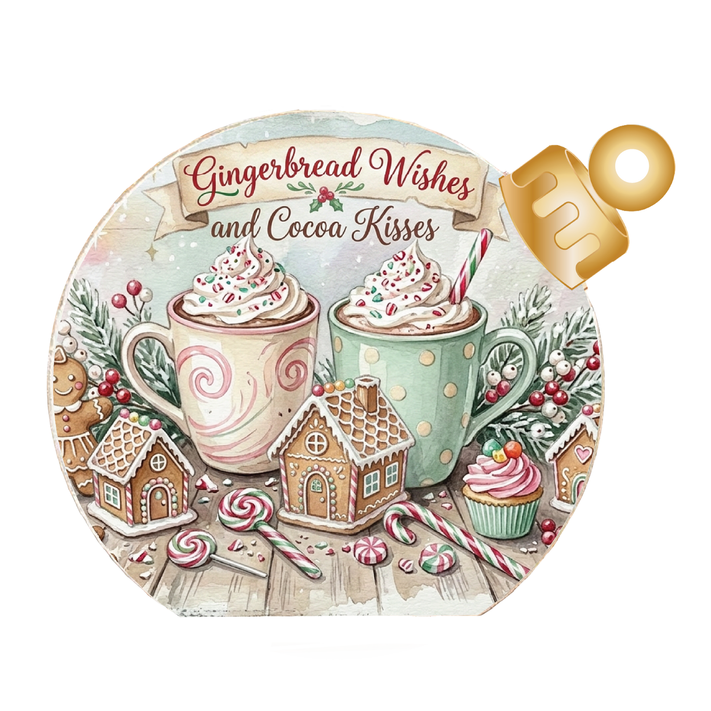Gingerbread Wishes Wood Table Top Sitter