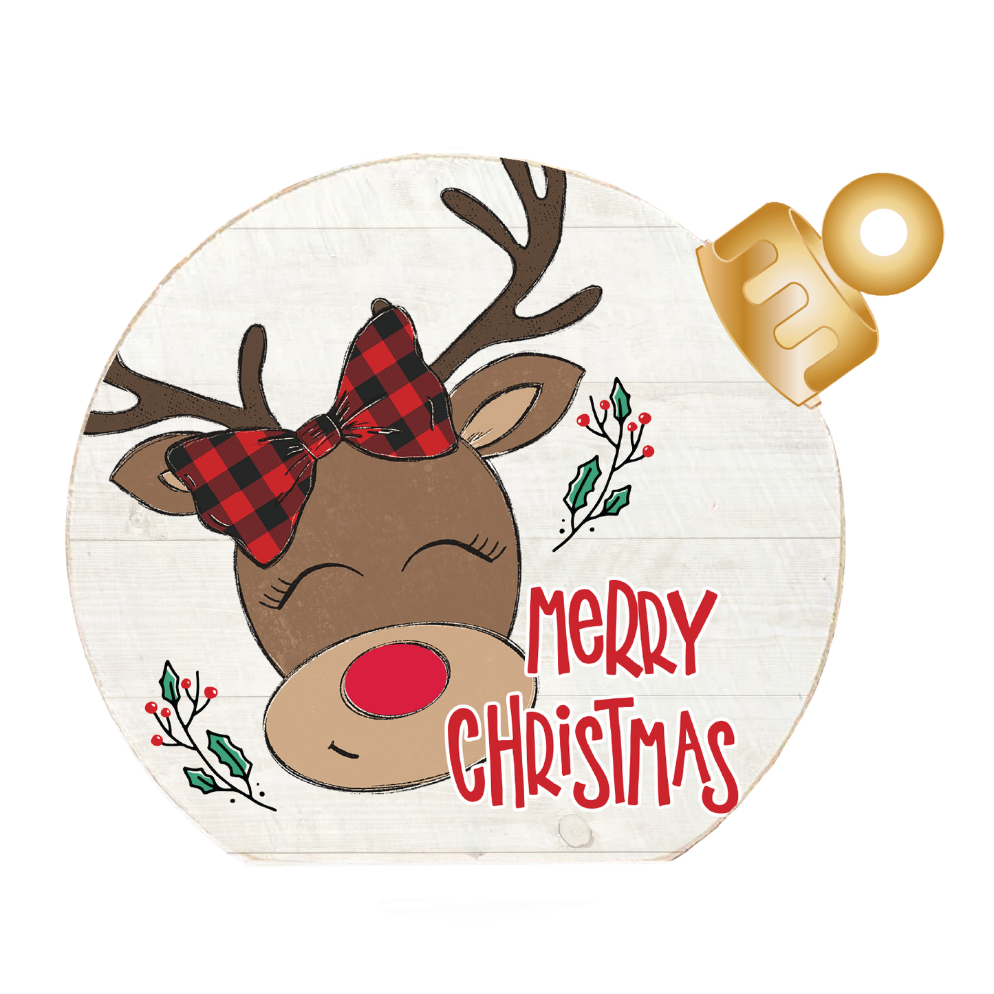 Merry Christmas Reindeer Wood Table Top Sitter