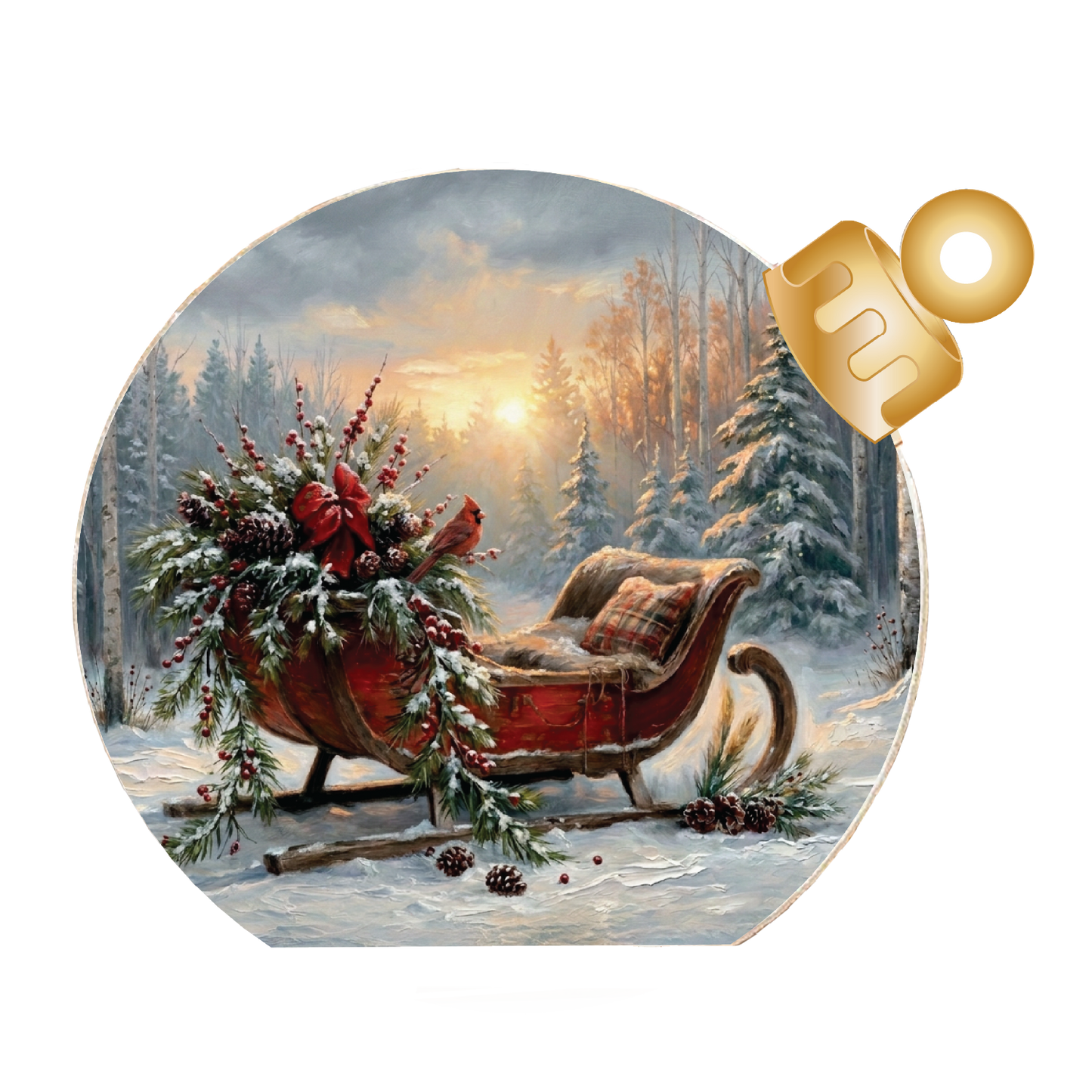 Vintage Christmas Sleigh Wood Table Top Sitter