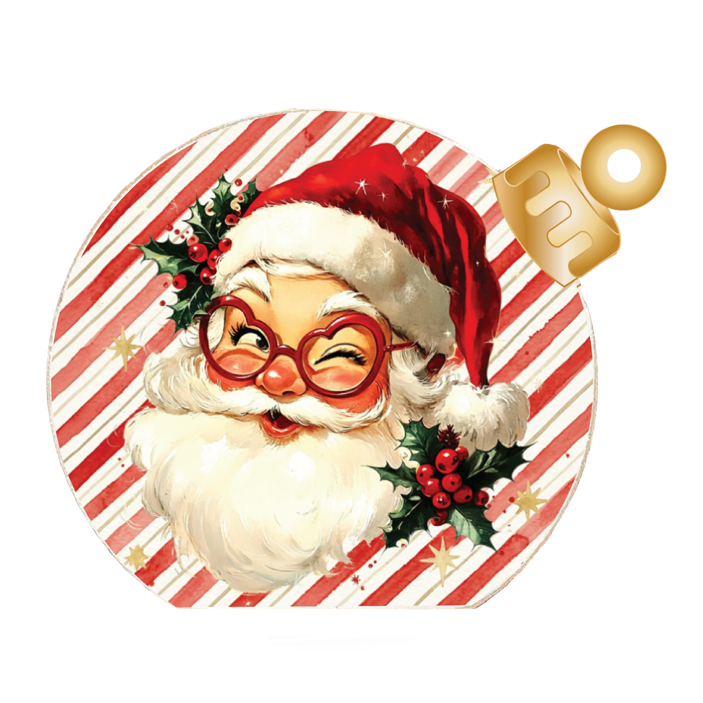 Winking Santa Portrait Wood Table Top Sitter