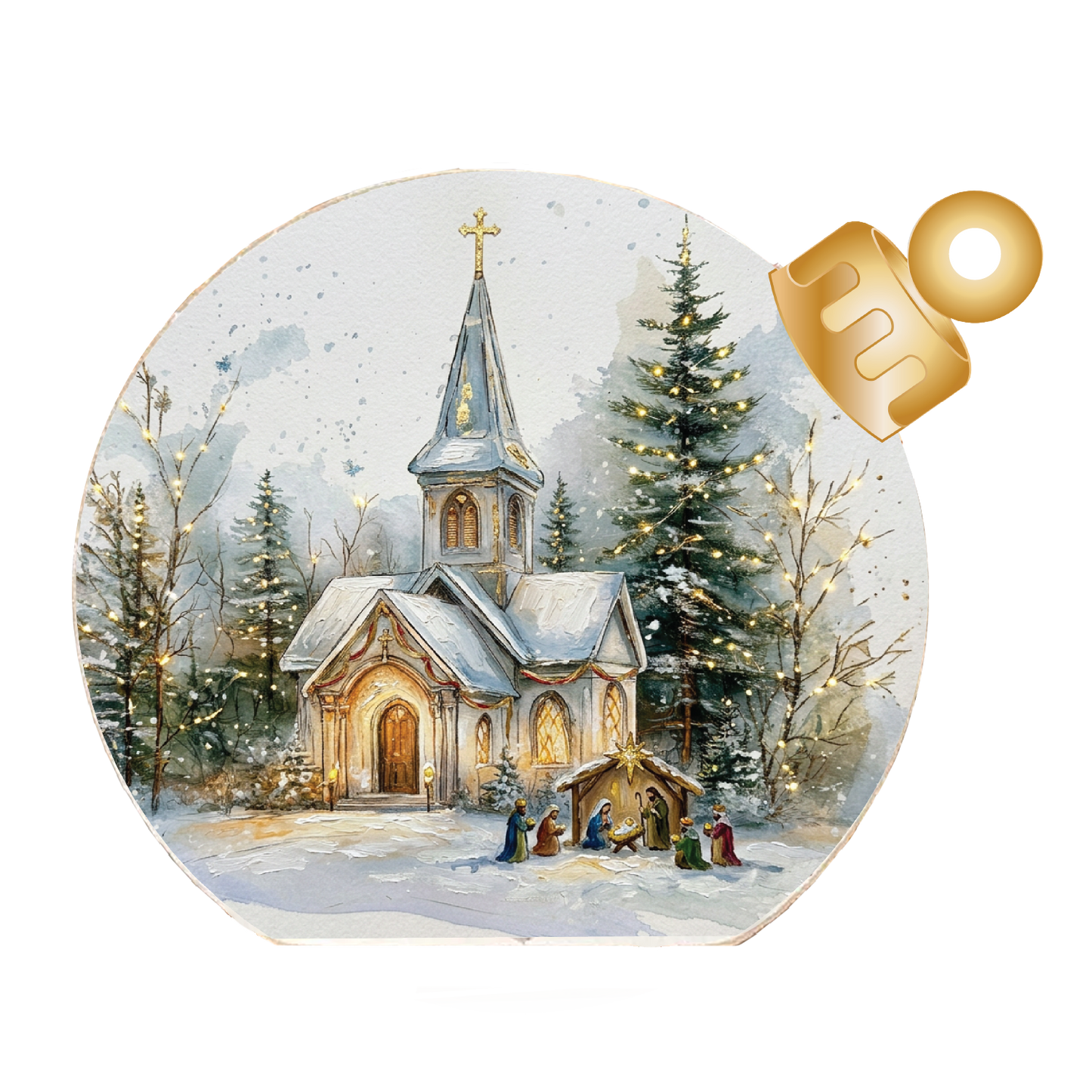 Christmas Church Nativity Wood Table Top Sitter