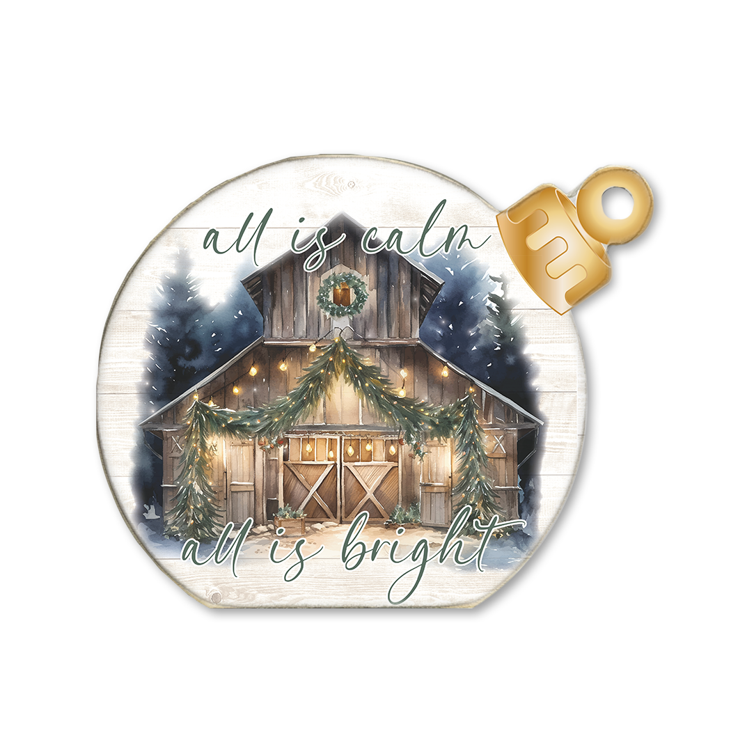 Ornament Sitter All is Calm Church Barn