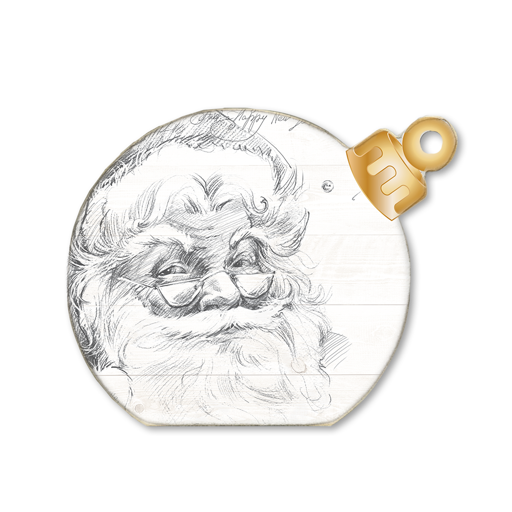 Ornament Sitter Black and White Santa