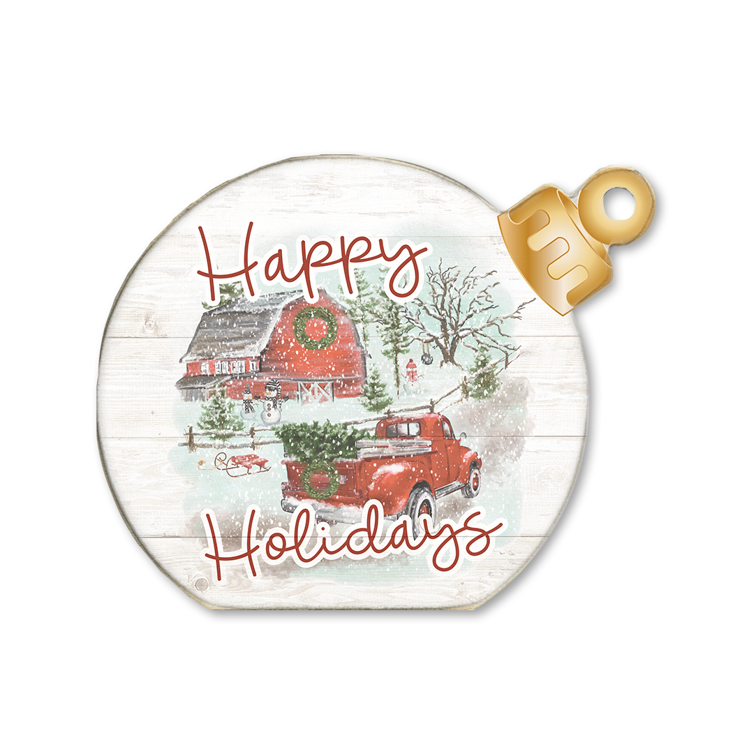 Ornament Sitter Happy Holidays Red Truck