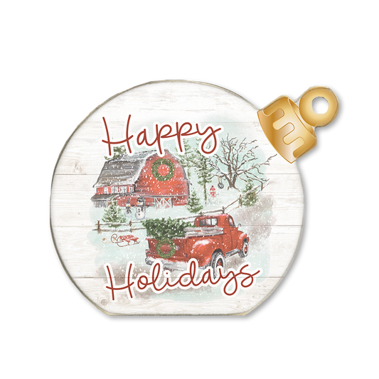 Ornament Sitter Happy Holidays Red Truck