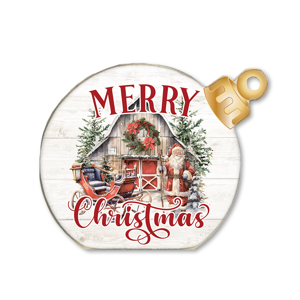 Ornament Sitter Merry Christmas Santa Barn