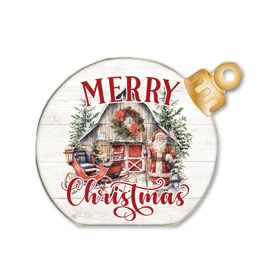 Ornament Sitter Merry Christmas Santa Barn