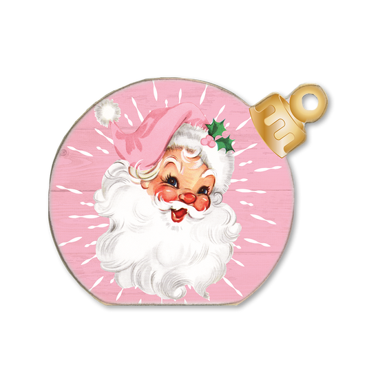 Ornament Sitter Pink Santa Face Burst