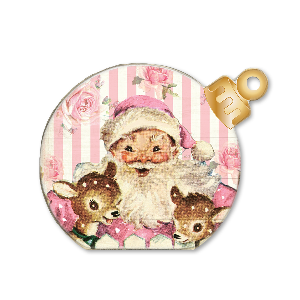 Ornament Sitter Vintage Santa and Reindeer