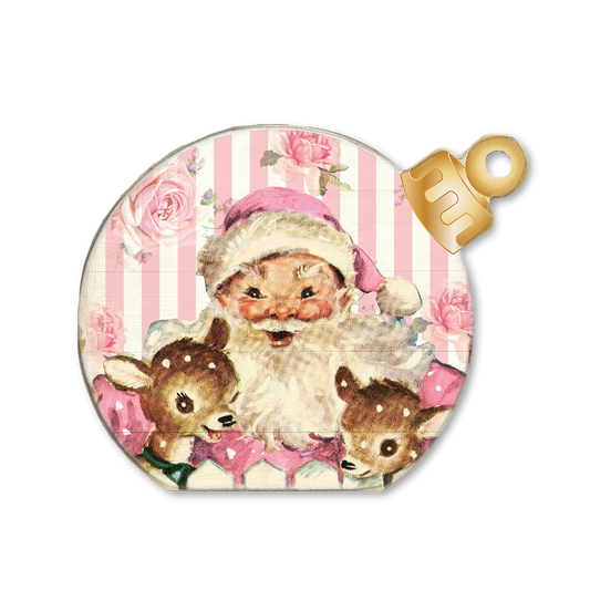 Ornament Sitter Vintage Santa and Reindeer