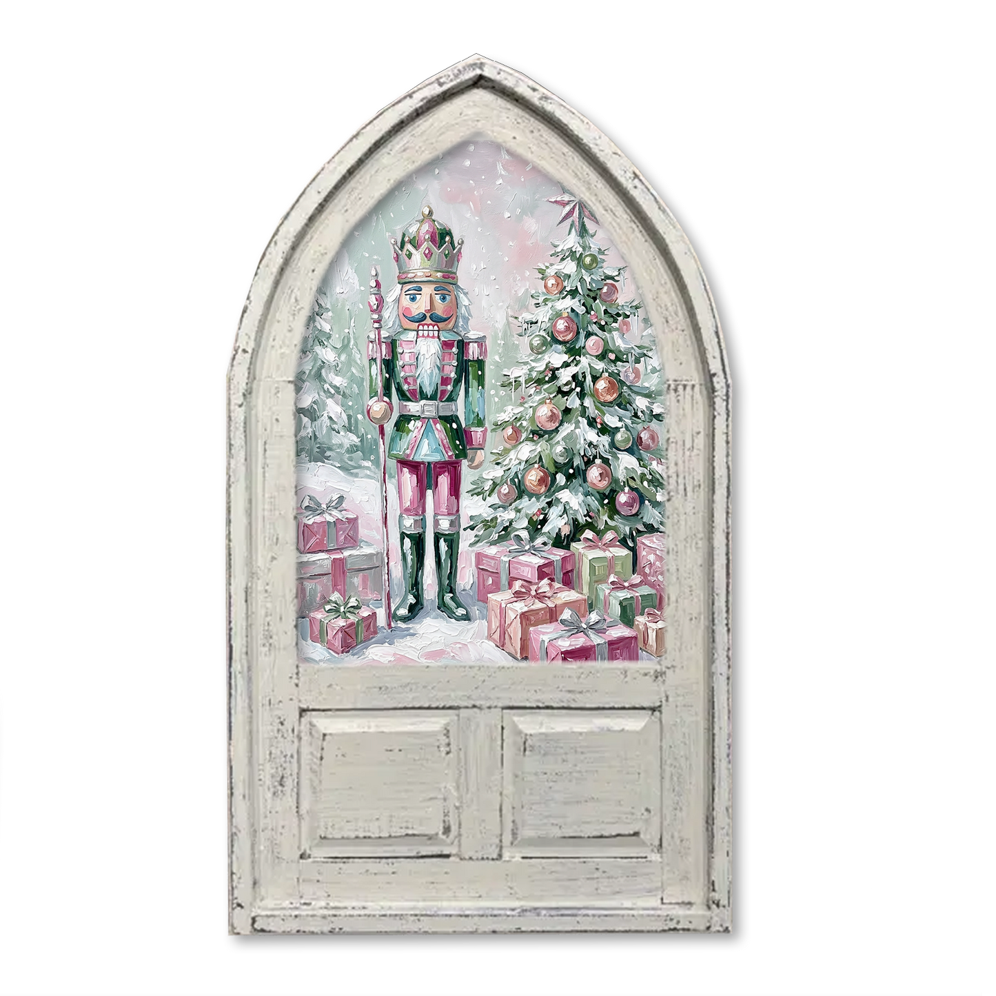 Artistic Nutcracker Christmas Pink and Mint Framed Canvas