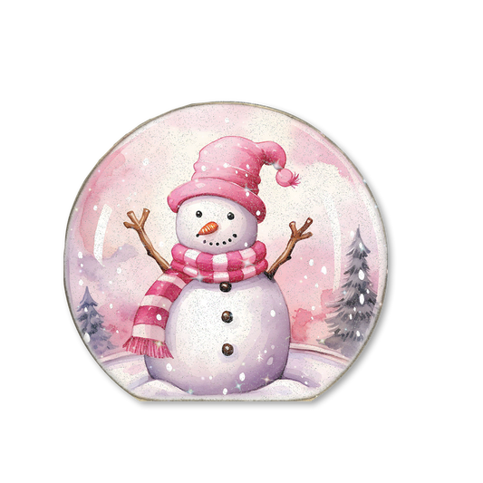 Snow Globe Sitter Pink Snowman 2