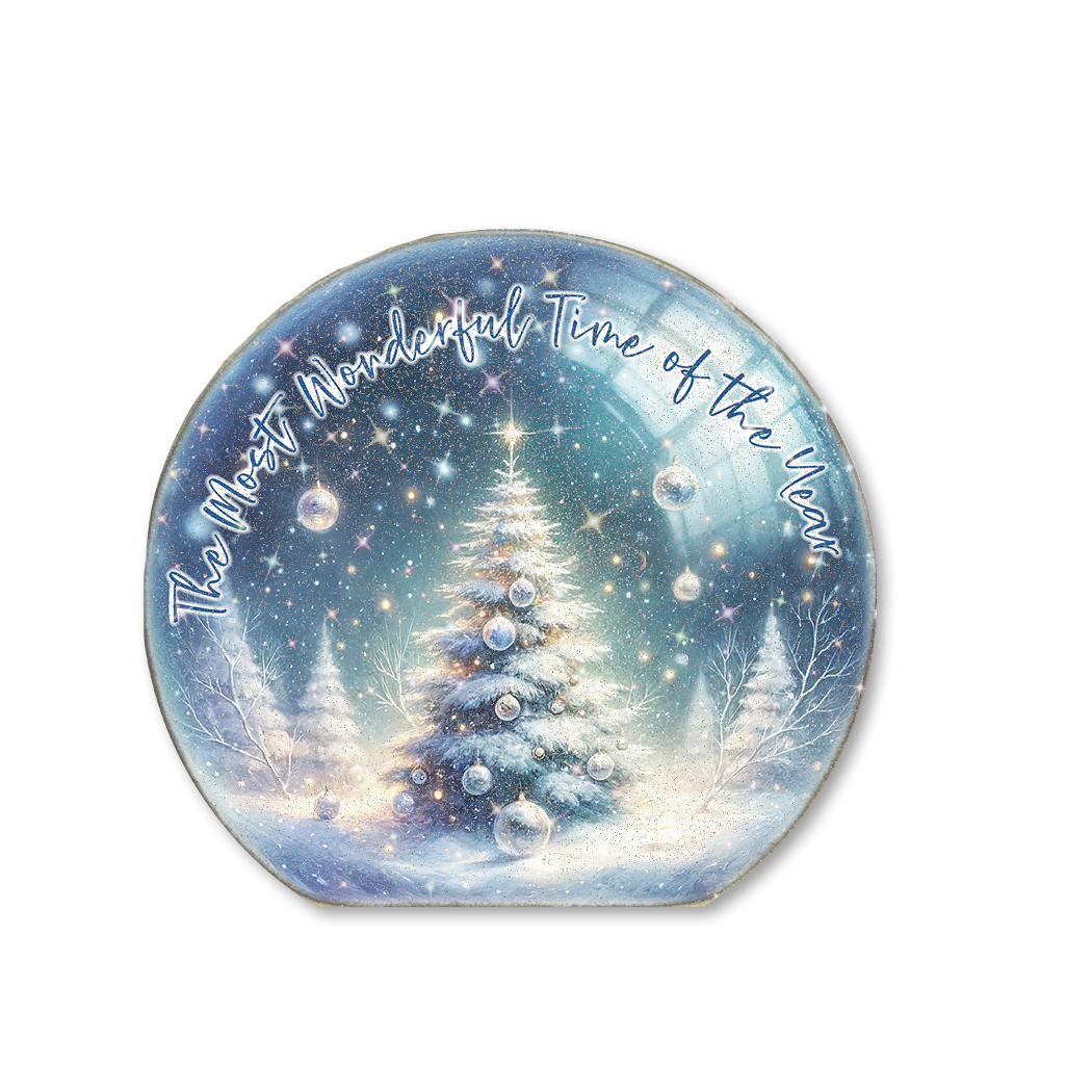 Snow Globe Sitter Wonderful Time of Year Tree