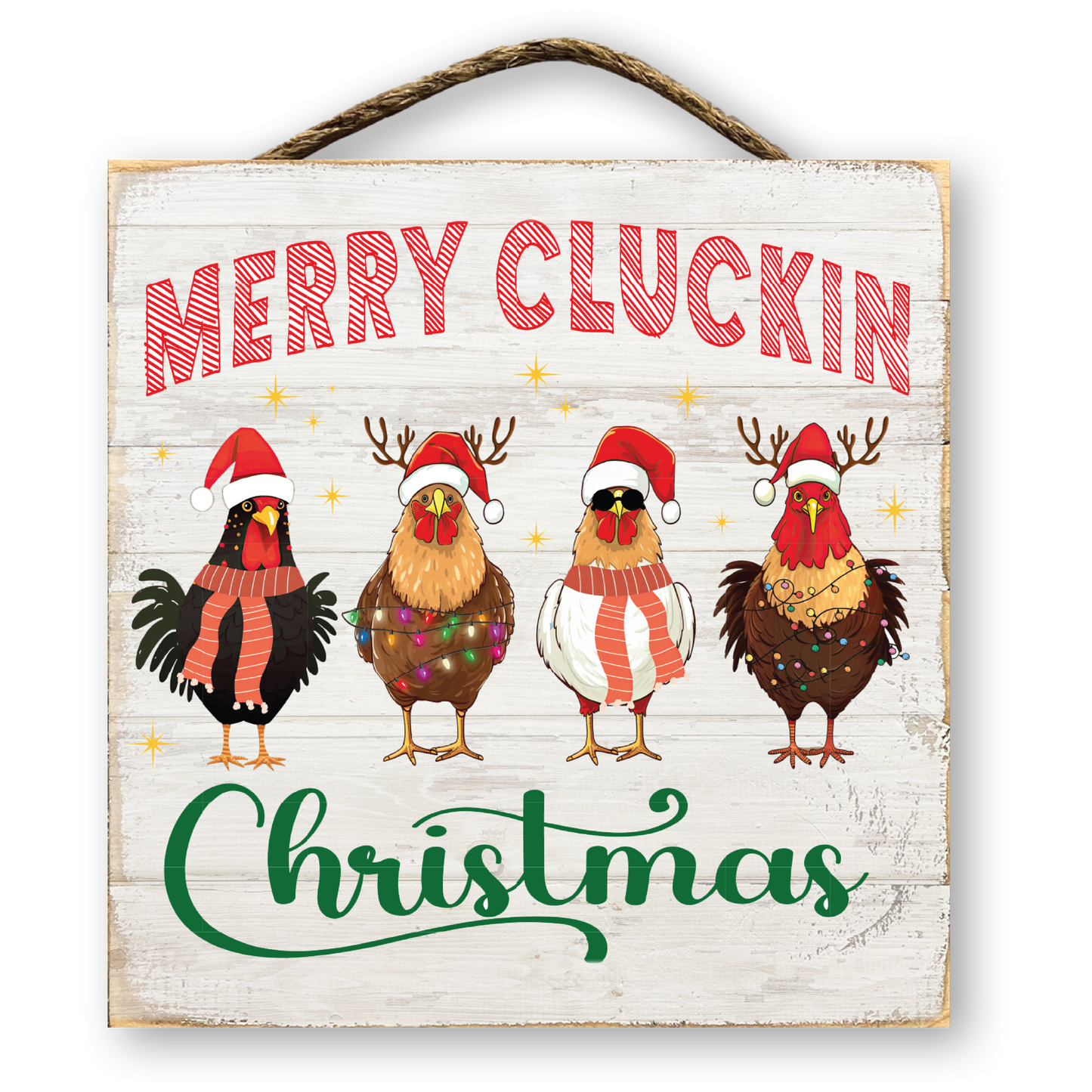 Merry Cluckin' Christmas Chickens Sign