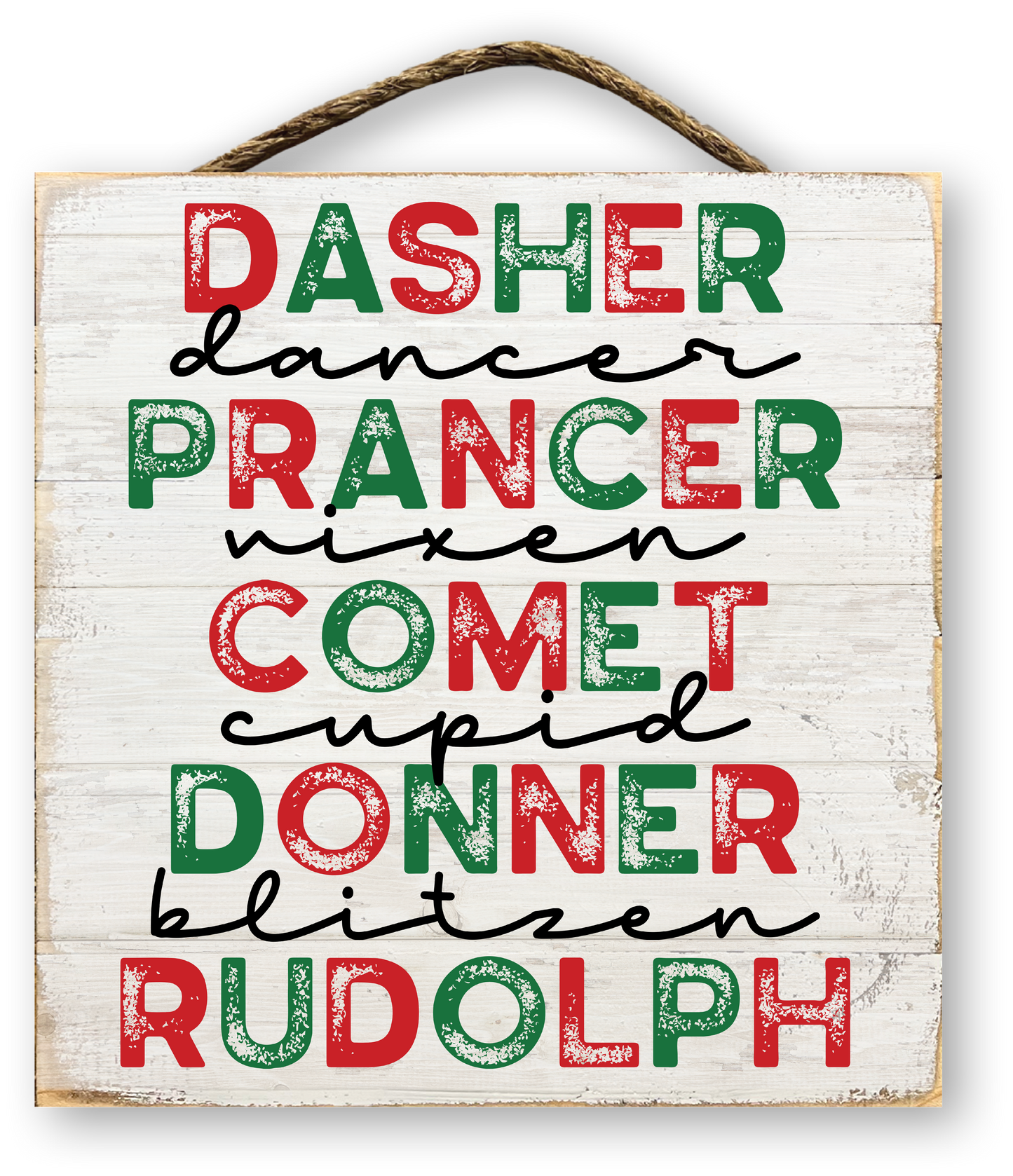 Reindeer Names Christmas Sign
