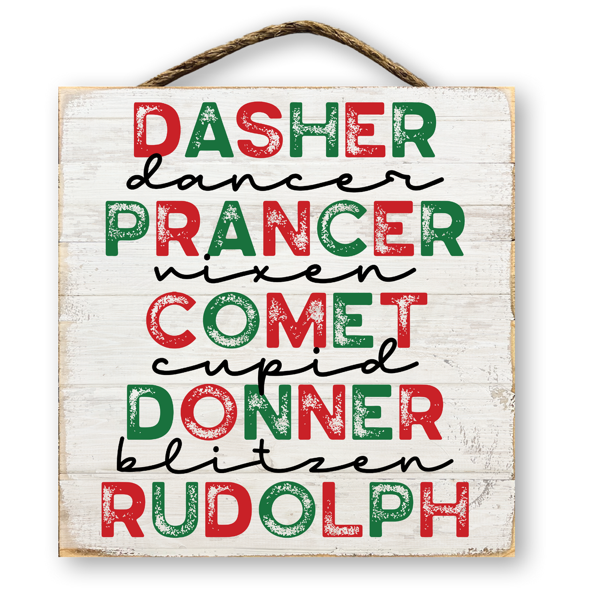Reindeer Names Christmas Sign