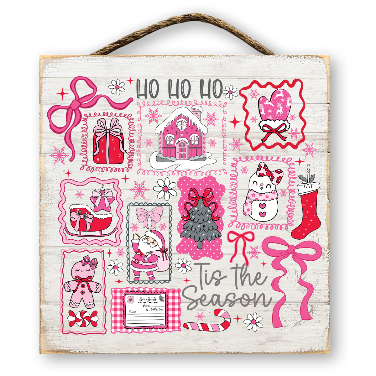Pink Coquette Christmas Collage Sign