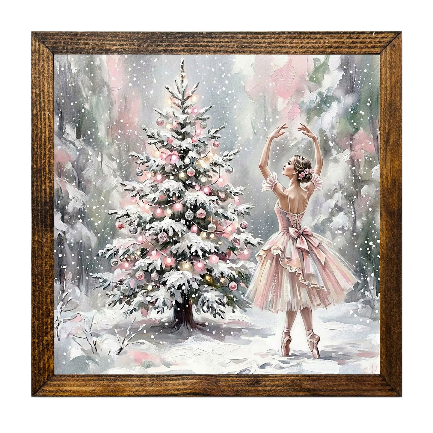 Winter Ballet Beneath Frosted Pines Christmas Wall Art