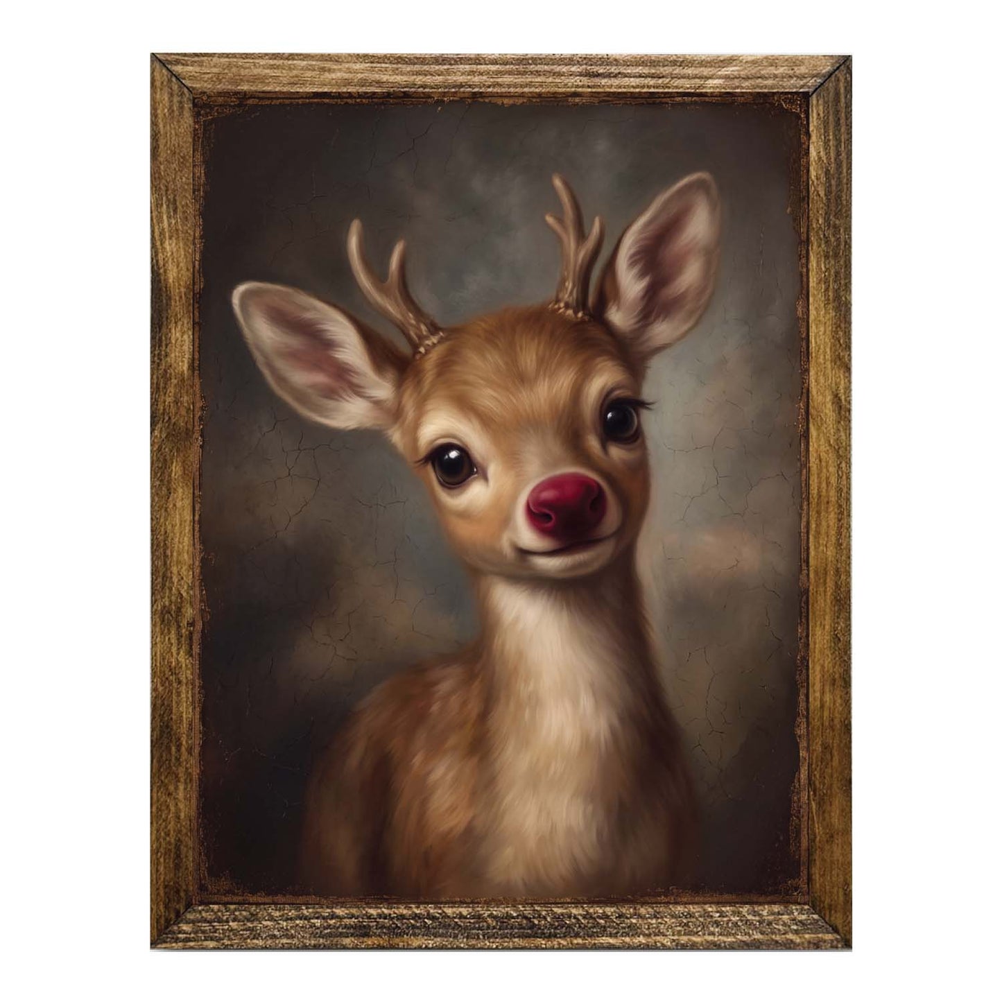 Baby Rudolph Wall Art Print – Vintage Christmas Reindeer Nursery Decor