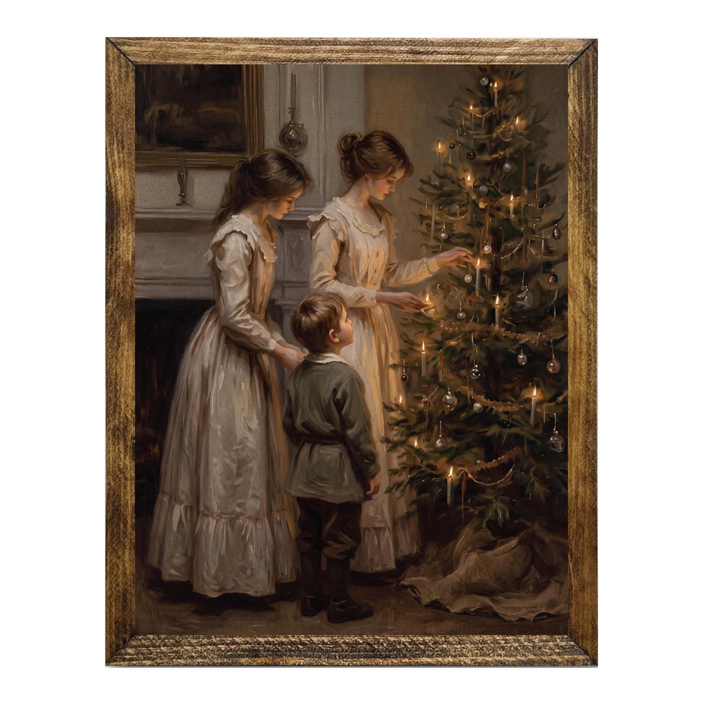 Victorian Christmas Tree Wall Art – Vintage Holiday Decor Print