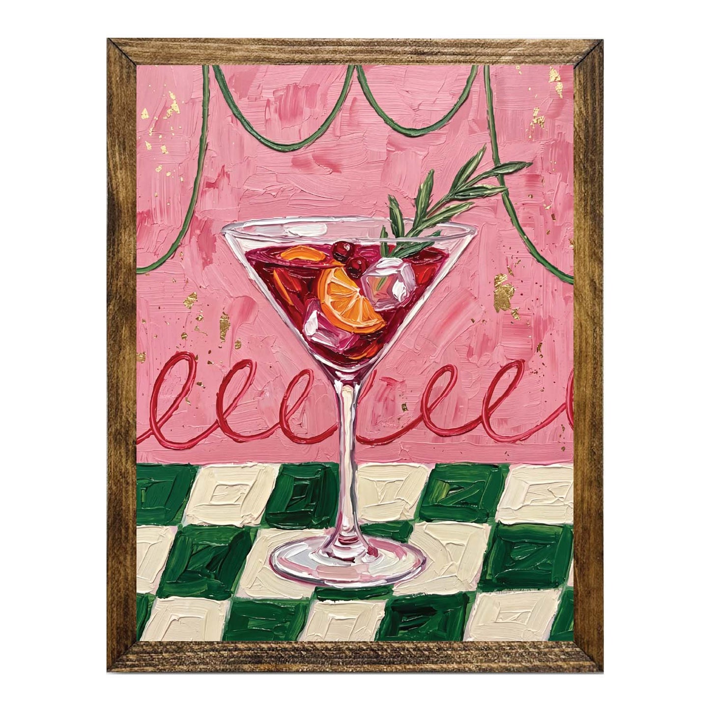 Holiday Drink Wall Art – Festive Red Christmas Cocktail Print
