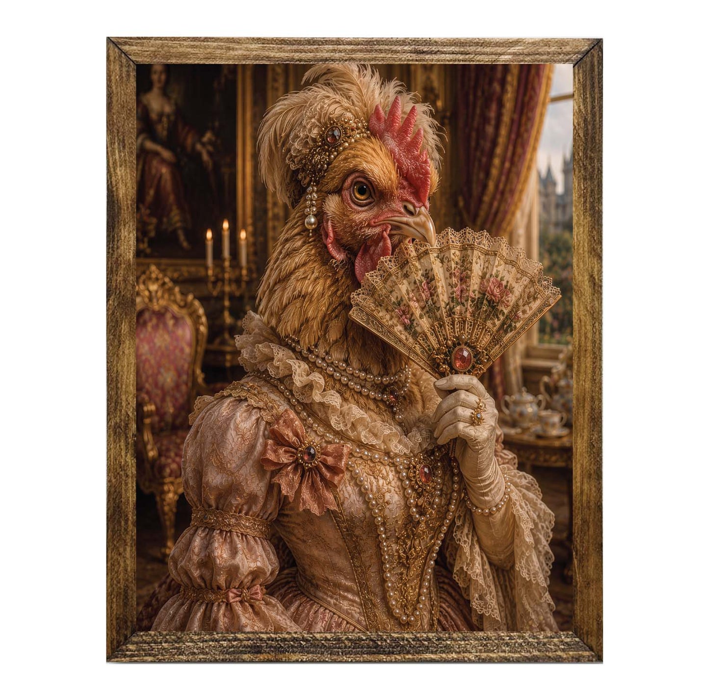 Victorian Chicken Portrait Framed Wall Art Print