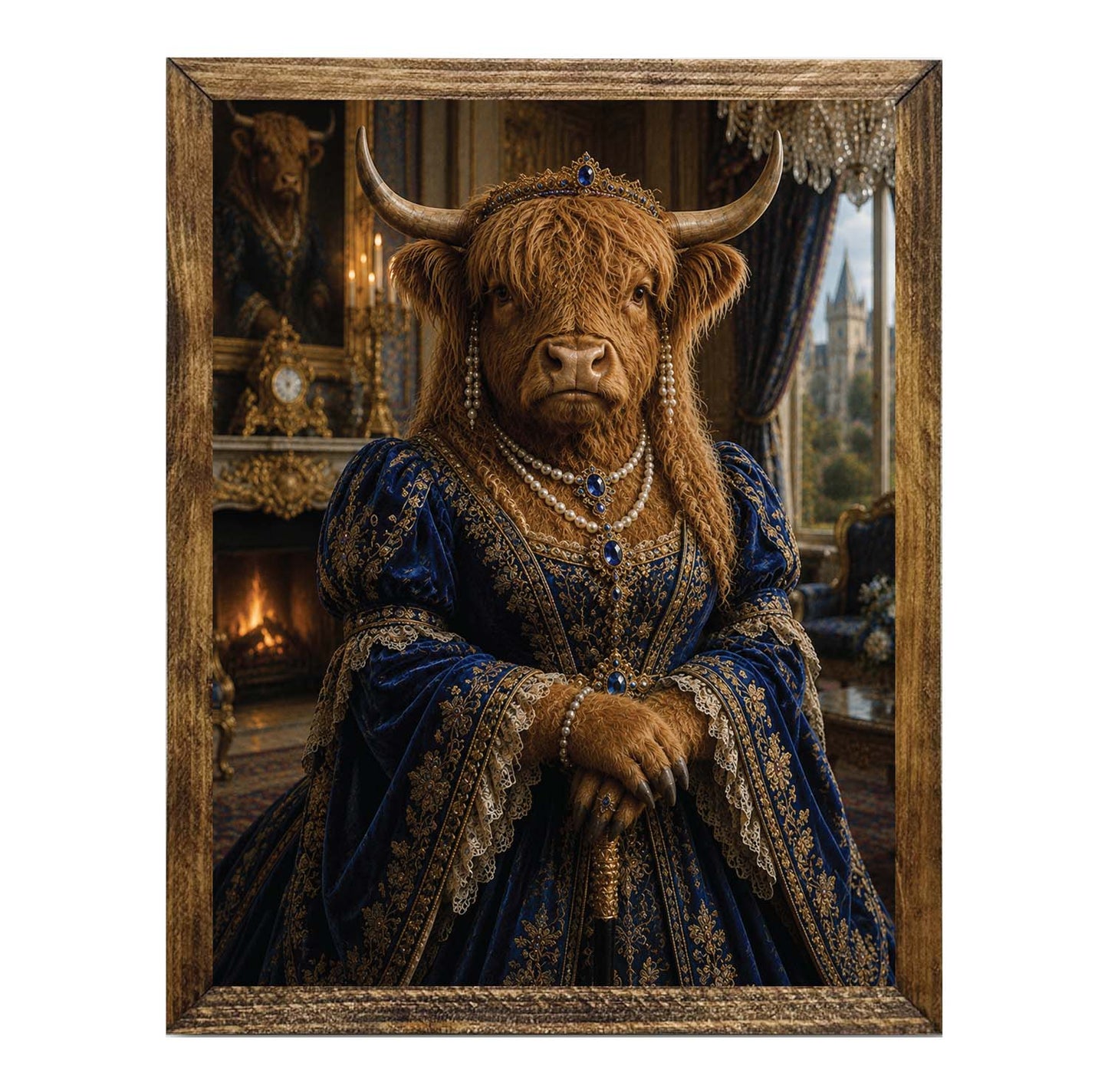 Highland Cow Royal Portrait Framed Wall Art Print