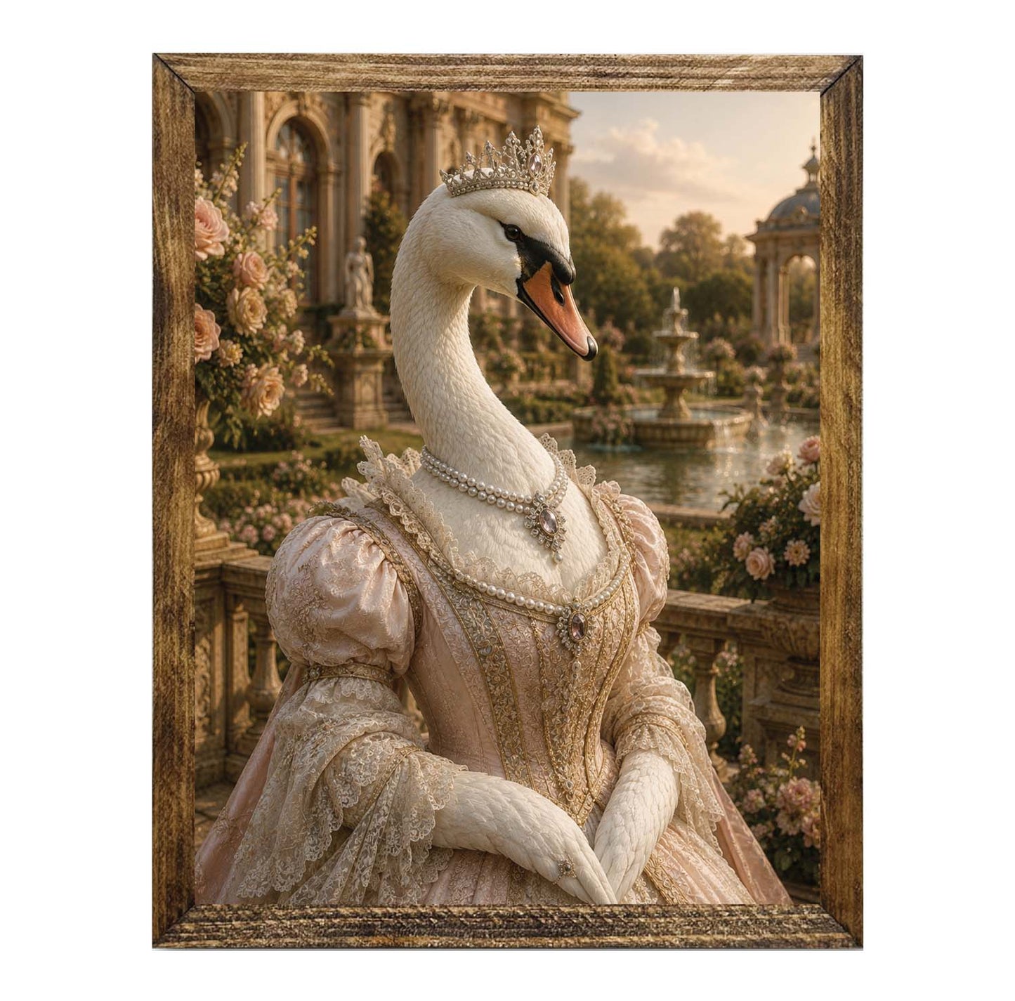 White Swan Renaissance Queen Framed Wall Art Print