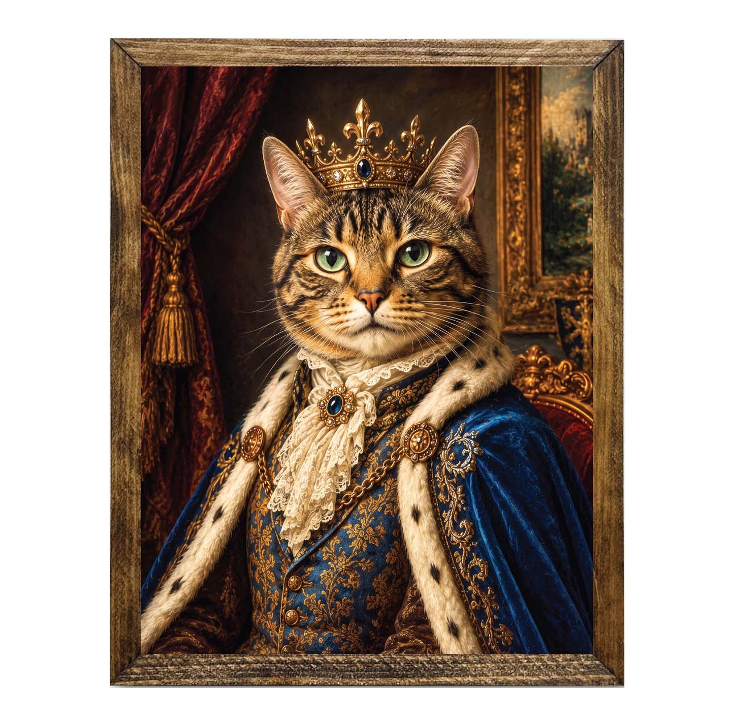 Renaissance Tabby Cat King Framed Wall Art Print