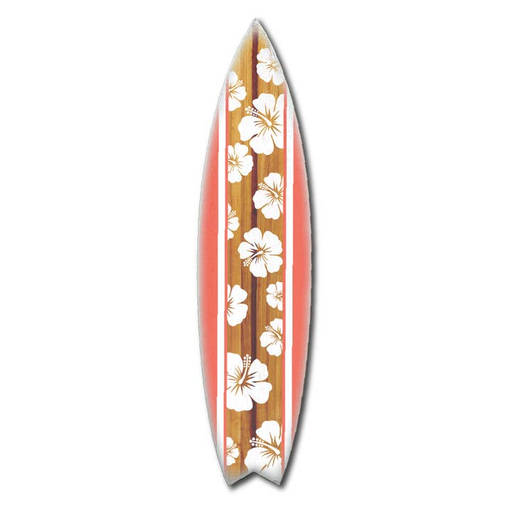 MINI 23" SURF BOARD WALL ACCENT HIBISCUS CORAL