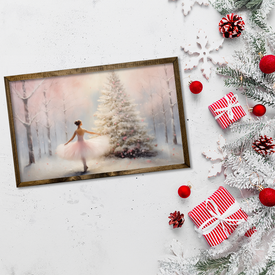 TIMBERLAND FRAME BALLERINA AND SNOWY TREES PINK PASTELS