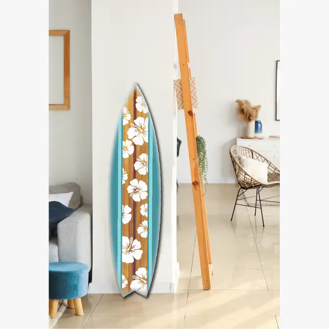 SURF BOARD WALL ACCENT HIBISCUS DARK TEAL