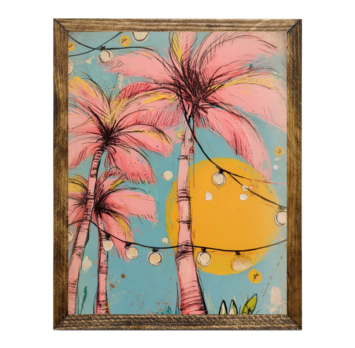 TIMBERLAND FRAME RETRO PINK PALM TREES AND LIGHTS