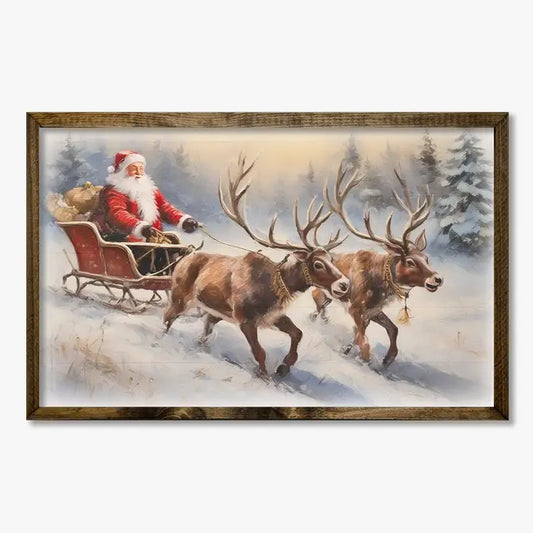 TIMBERLAND FRAME SANTA REINDEER SLEIGH IN SNOW