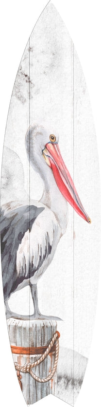 SURF BOARD WALL ACCENT PELICAN ART