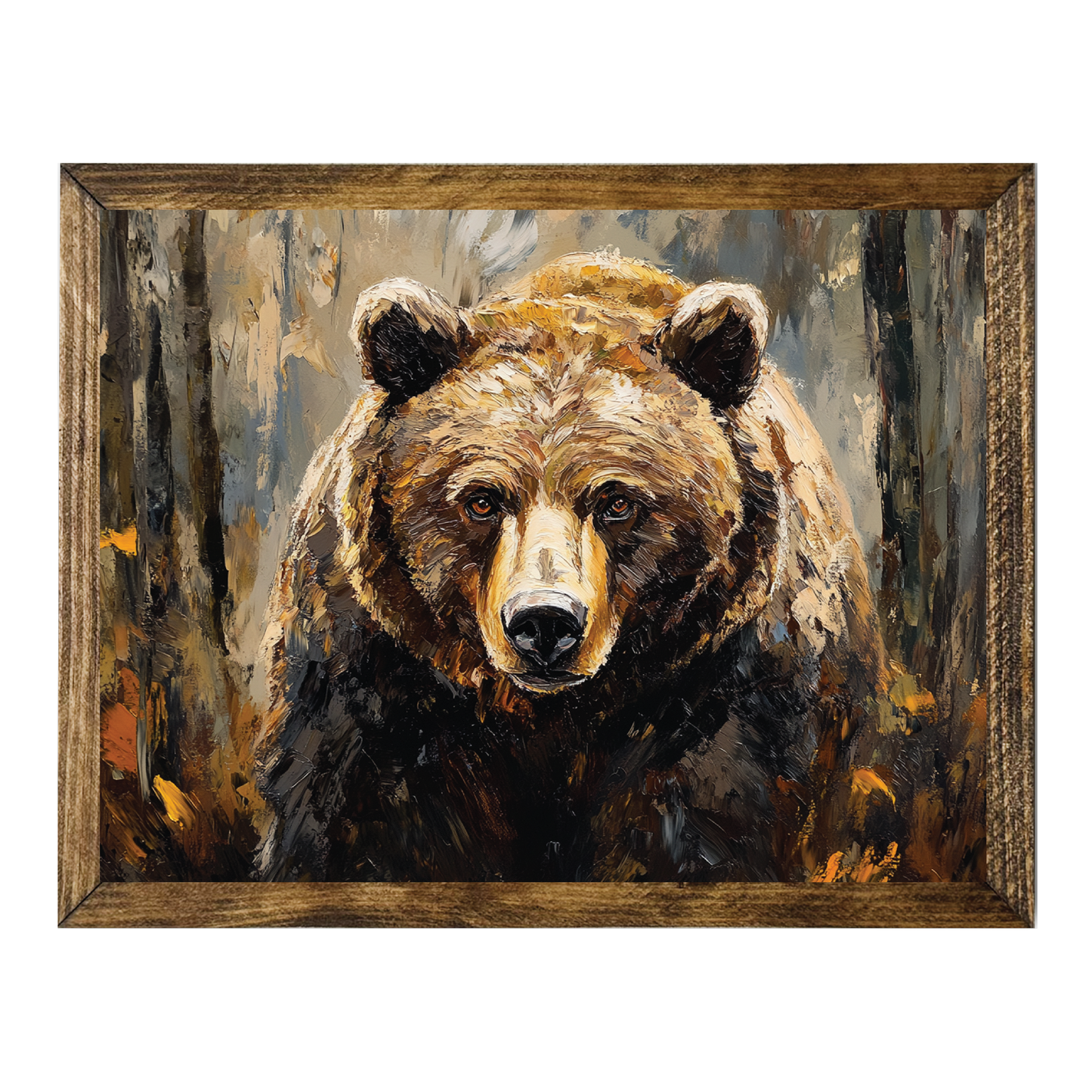 TIMBERLAND FRAME MAJESTIC GRIZZLY BEAR IN FOREST RUSTIC