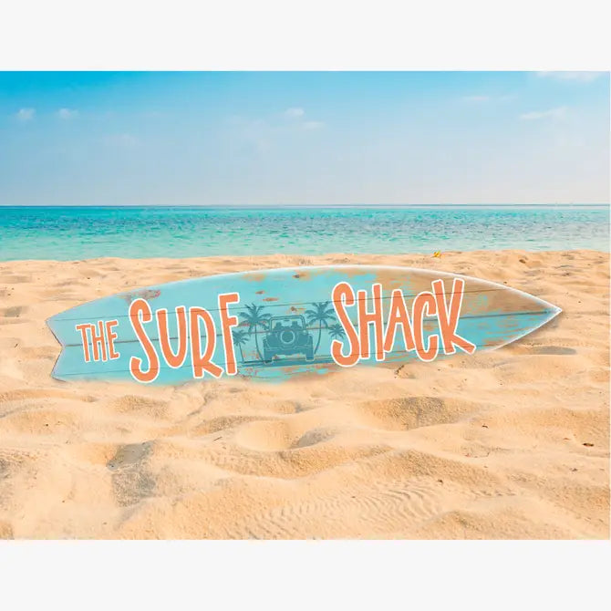 SURF BOARD WALL ACCENT SURF SHACK TEAL HORIZONTAL
