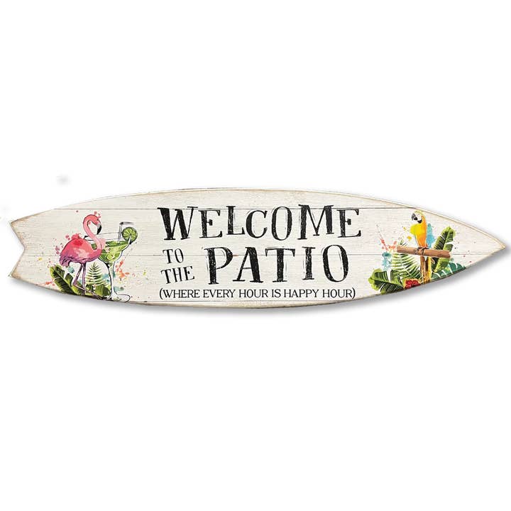 MINI 23" SURF BOARD WALL ACCENT WELCOME TO THE PATIO