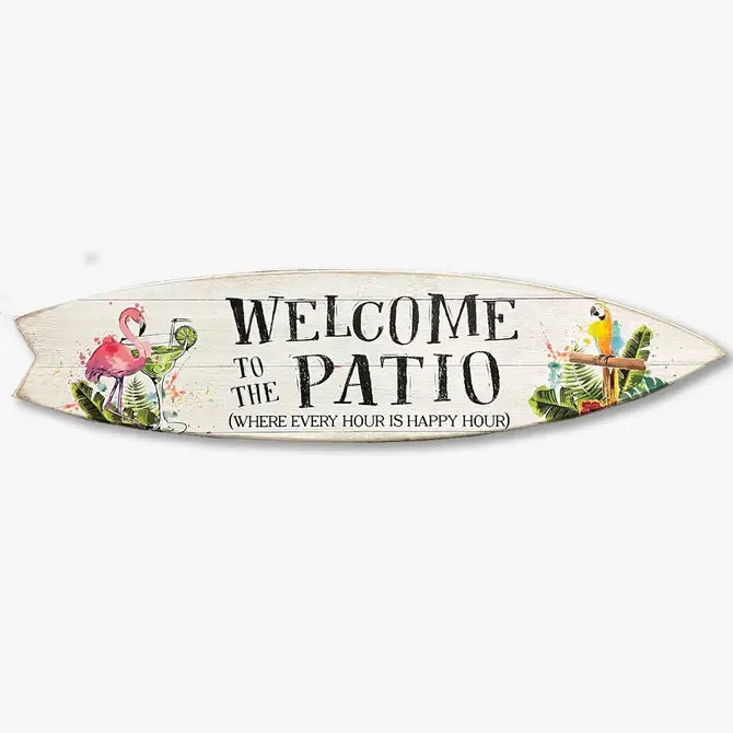 SURF BOARD WALL ACCENT WELCOME TO THE PATIO