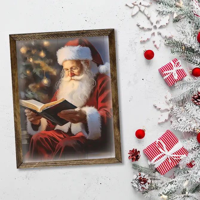 TIMBERLAND FRAME SANTA READING A BOOK