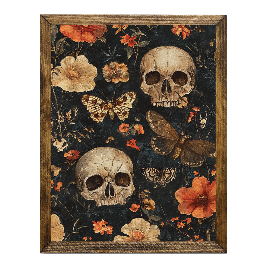 ARTISTIC SERIES-Harvest Haunting – Gothic Botanical Skull 2