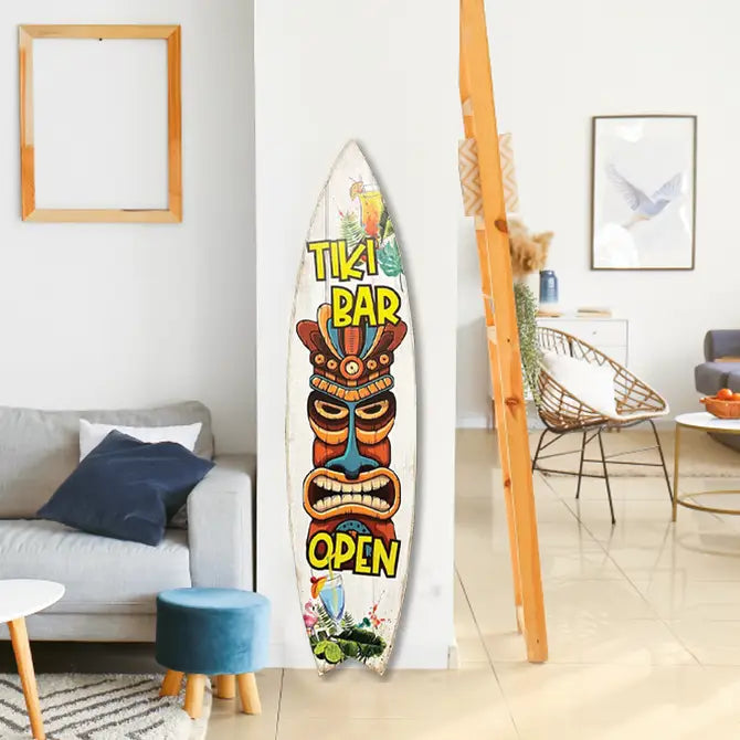SURF BOARD WALL ACCENT TIKI BAR OPEN