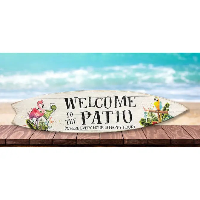 SURF BOARD WALL ACCENT WELCOME TO THE PATIO