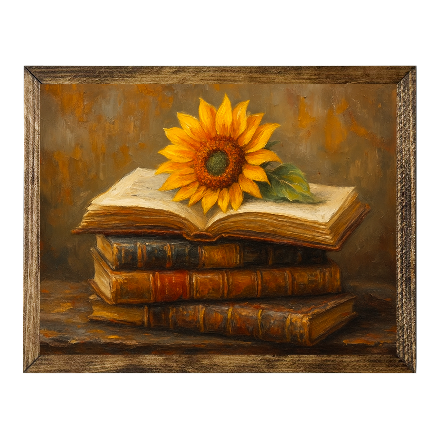 ARTISTIC SERIES TIMBERLAND-SUNFLOWER BOOK STACK